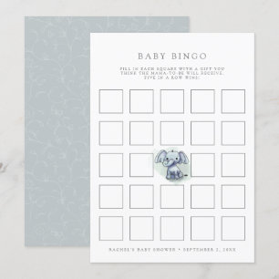 tarjeta de juego de bingo para bebé elefante senta
