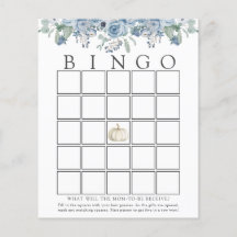 Tarjeta de juego de bingo para bebé floral blanca
