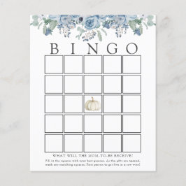 Tarjeta de juego de bingo para bebé floral blanca