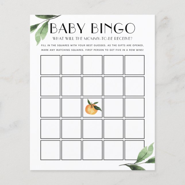 Tarjeta de juego de Bingo para Bebés (Anverso)