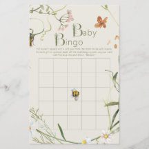 Tarjeta de juego de bingo para Wildflower Bee Beig