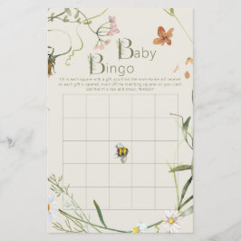 Tarjeta de juego de bingo para Wildflower Bee Beig