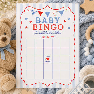 Tarjeta de juego de bingo Red White & Due Baby