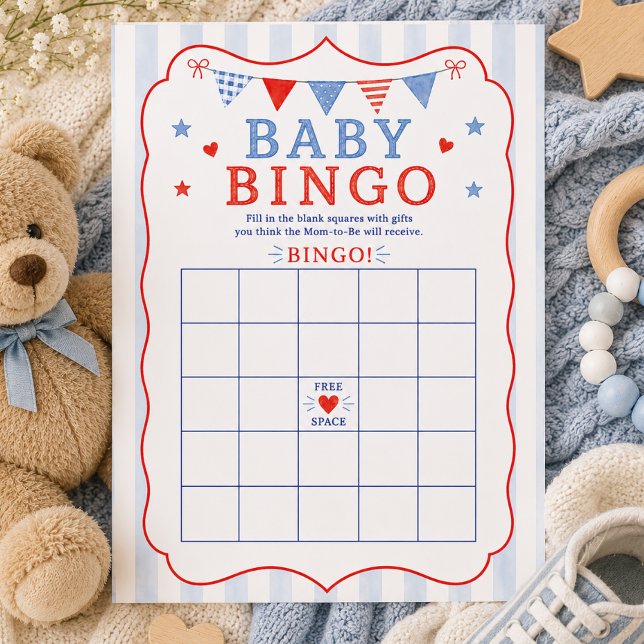 Tarjeta de juego de bingo Red White & Due Baby (Subido por el creador)