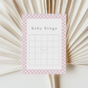 Tarjeta de juego de bingo simple rosa para bebé