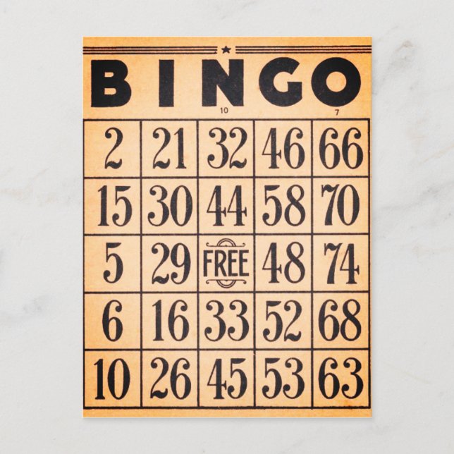 Tarjeta de juego de bingo vintage (Anverso)
