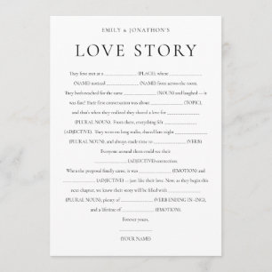 Tarjeta de juego de bodas Historia de amor de reci