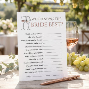 Tarjeta de juego de Bridal Shower Doodle Wine Who
