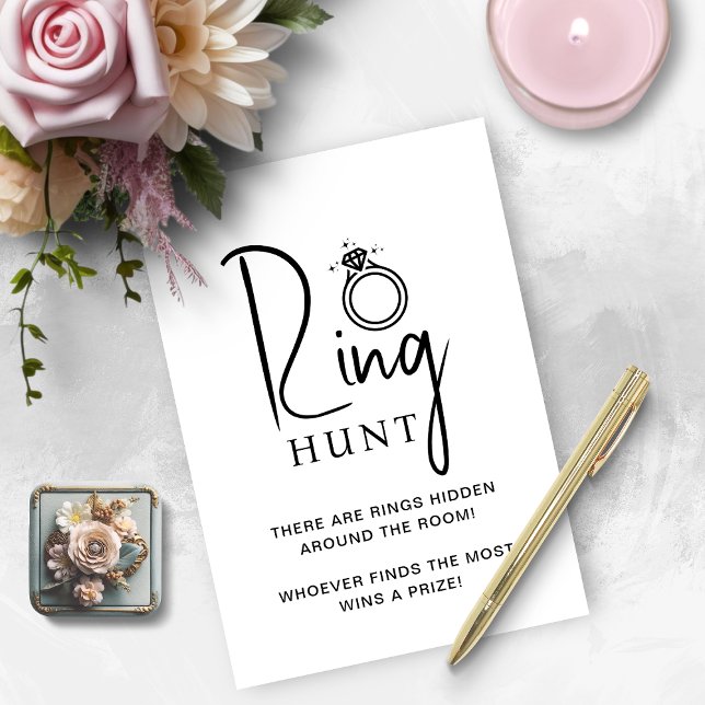 Tarjeta de juego de búsqueda de anillo para fiesta (Bridal Shower Game Ring Hunt Card)