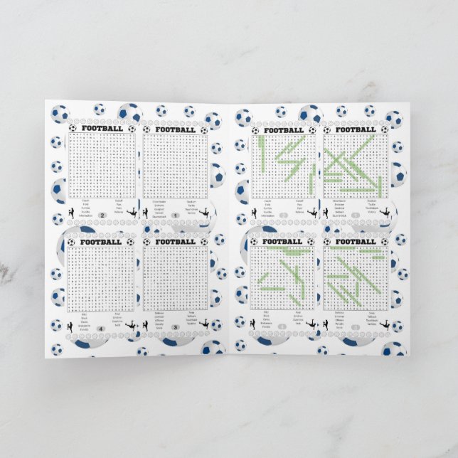 Tarjeta de juego de búsqueda de palabras de fútbol (Interior)