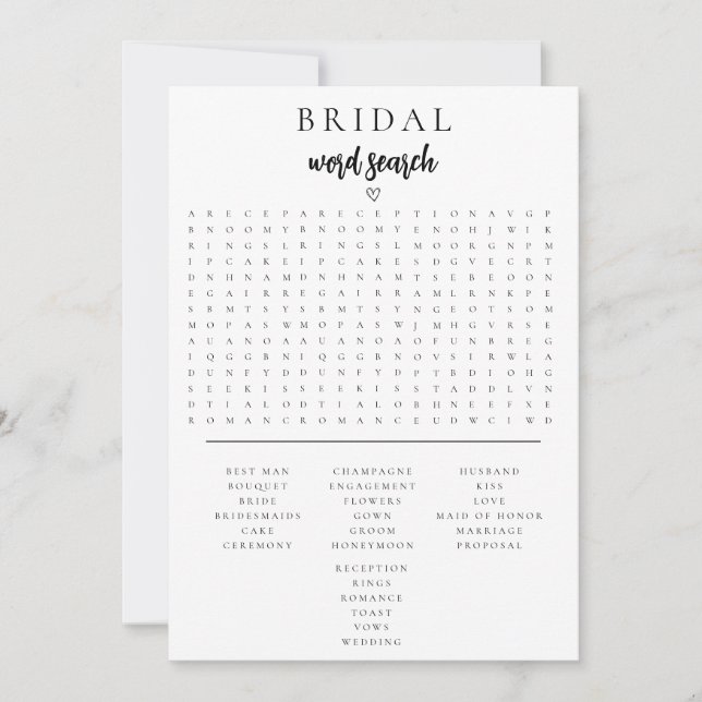 Tarjeta de juego de búsqueda de Word de ducha de n (Anverso)
