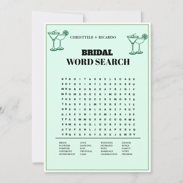 Tarjeta de juego de búsqueda de Word Margs & Matri (Anverso)