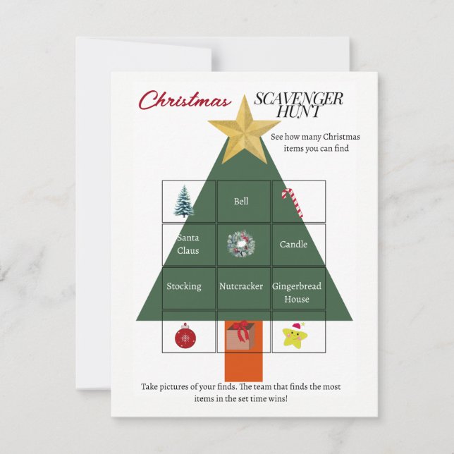 Tarjeta de juego de búsqueda del árbol de Navidad (Anverso)