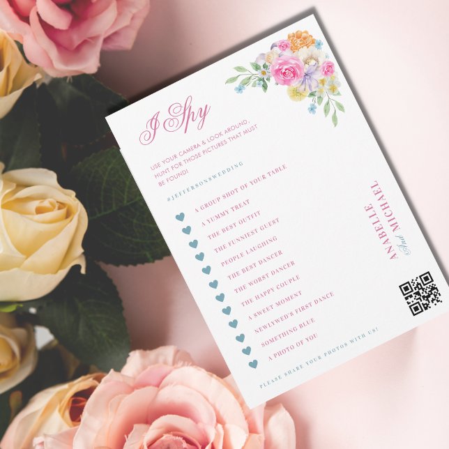 Tarjeta de juego de caza del tesoro de boda floral (Subido por el creador)