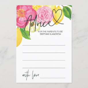 Tarjeta de juego de consejo Baby Shower Lemon Flor