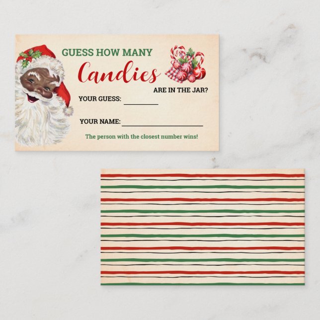 Tarjeta de juego de cuántos Navidades Santa Candie (Anverso / Reverso)