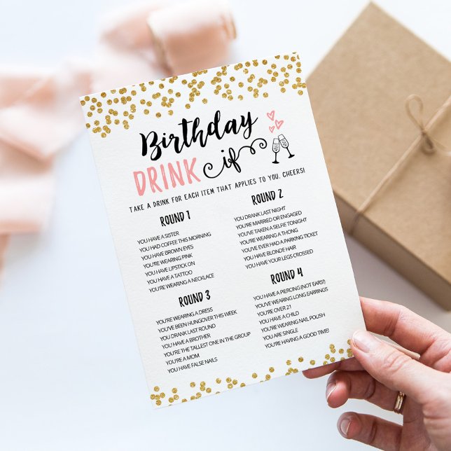 Tarjeta de juego de cumpleaños editable BEBER SI c (Subido por el creador)
