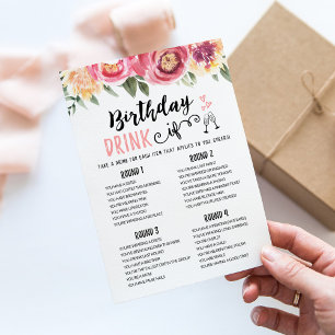 Tarjeta de juego de cumpleaños editable BEBER SI C
