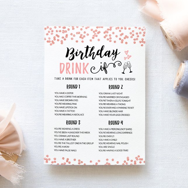 Tarjeta de juego de cumpleaños editable BEBER SI J (Subido por el creador)