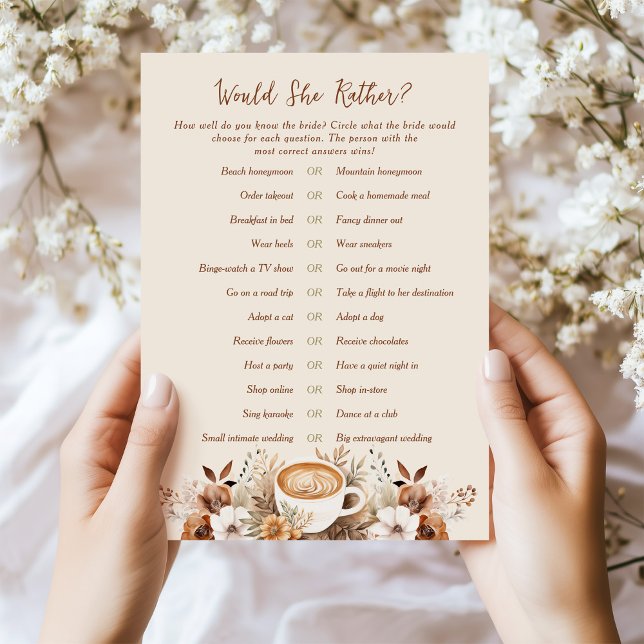 Tarjeta de juego de desayuno de boda '¿Qué preferi (Subido por el creador)