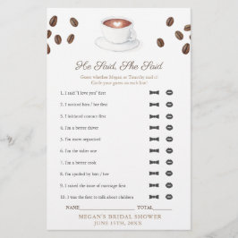 Tarjeta de juego de desayuno nupcial Coffee El dij