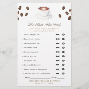 Tarjeta de juego de desayuno nupcial Coffee El dij