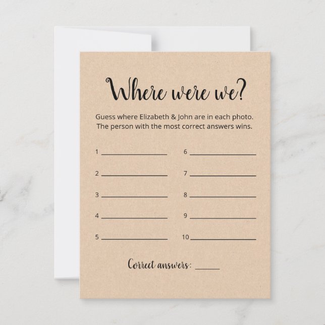 Tarjeta de juego de Despedida de Soltera Editable  (Anverso)