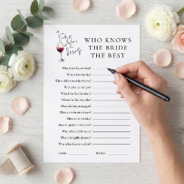 Tarjeta de juego de Despedida de Soltera Vino Ante