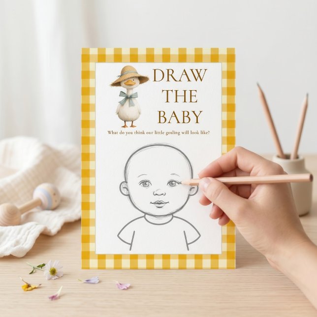 Tarjeta de juego de dibujo de Baby Shower Gingham  (Subido por el creador)