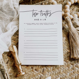 Tarjeta de juego de dos verdades y una mentira par