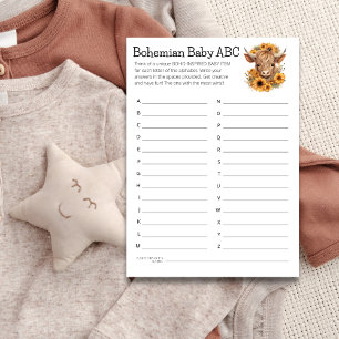 Tarjeta de juego de ducha de bebé boho Highland Co