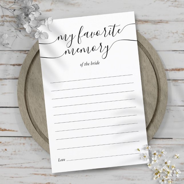 Tarjeta de juego de ducha de mi recuerdo favorito (My Favorite Memory Shower Game Card)