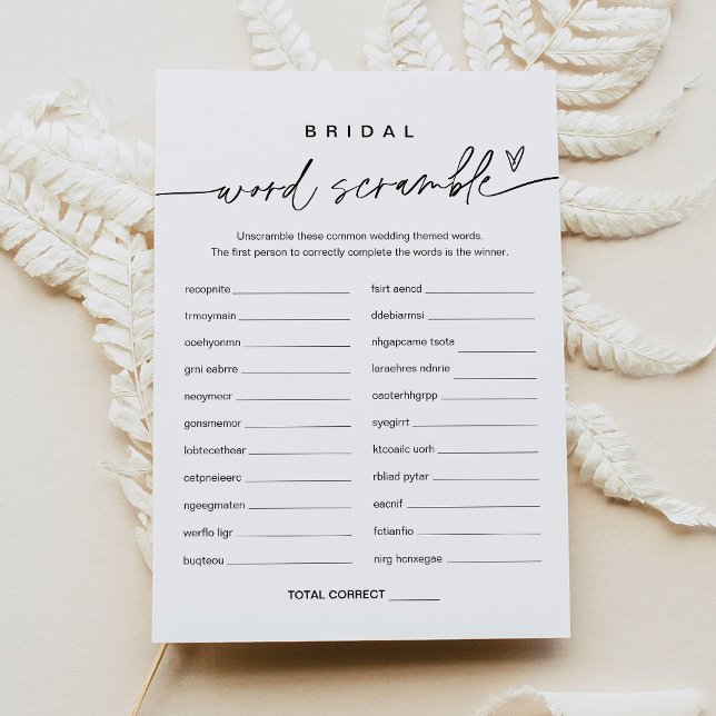 Tarjeta de juego de ducha de novia con Scramble de (Subido por el creador)