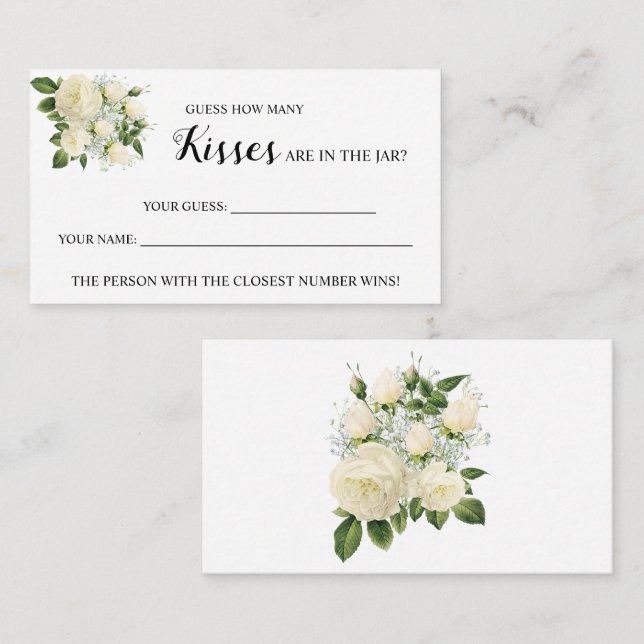 Tarjeta de juego de ducha de novia cuántos besos (Anverso / Reverso)