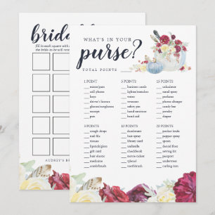 Tarjeta de juego de ducha de novia de dos caras de