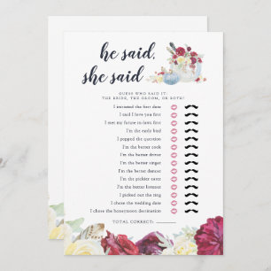 Tarjeta de juego de ducha de novia de dos caras de