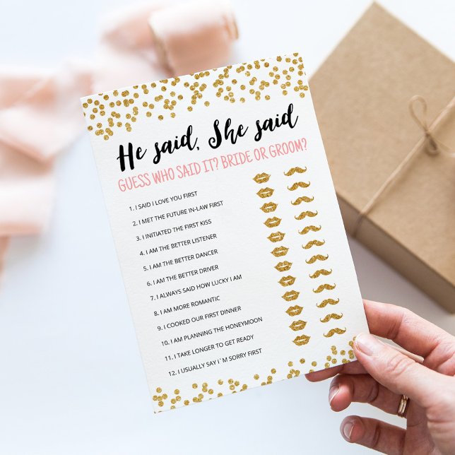 Tarjeta de juego de ducha de novia editable Él dij (Subido por el creador)