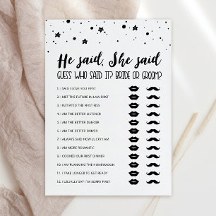 Tarjeta de juego de ducha de novia editable Él dij
