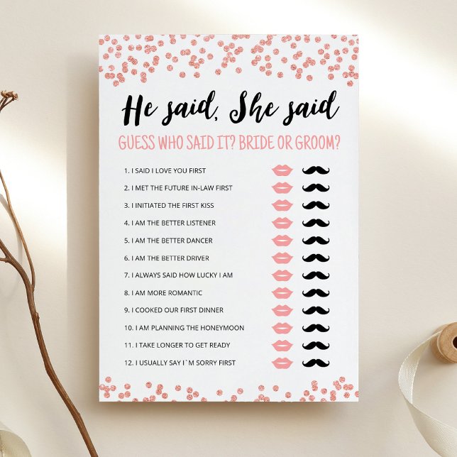 Tarjeta de juego de ducha de novia editable Él dij (Subido por el creador)