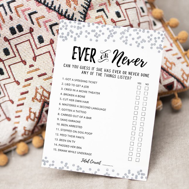 Tarjeta de juego de ducha de novia editable Ever o (Subido por el creador)