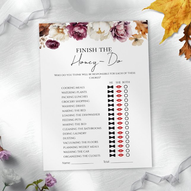 Tarjeta de juego de ducha de novia floral Honey Do (Subido por el creador)