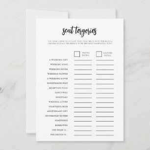 Tarjeta de juego de ducha de novia minimalista Sca