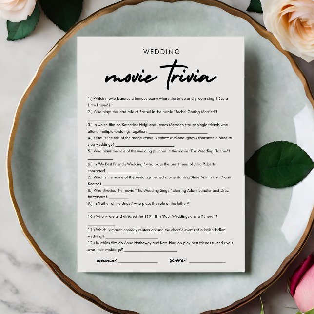 Tarjeta de juego de ducha de novia Trívia de pelíc (Subido por el creador)