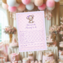 Tarjeta De Juego De Ducha De Oso Púrpura Para Mami
