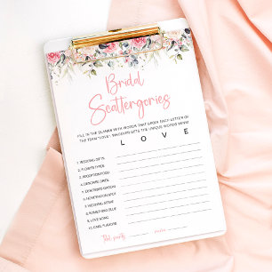 Tarjeta de juego de ducha nupcial floral rosada