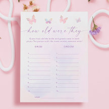 Tarjeta de juego de edad para adivinar la ducha de