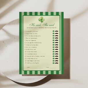 Tarjeta de juego de 'Él dijo, Ella dijo' de Trébol