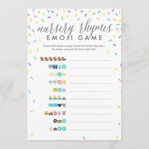 Tarjeta de juego de Emoji Baby Shower - Rhymes de