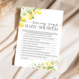 Tarjeta de juego de encuesta de baby shower de lim