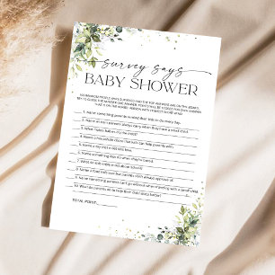 Tarjeta de Juego de Encuesta de Baby Shower de Ver